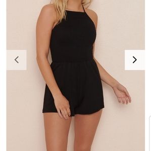 Black smocked Romper